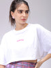 Women's White Boxy Solid Cropped T-Shirt