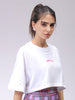 Women's White Boxy Solid Cropped T-Shirt