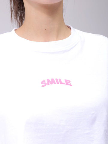 Women's White Boxy Solid Cropped T-Shirt