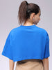 Women's Blue Boxy Solid Cropped T-Shirt