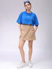 Women's Blue Boxy Solid Cropped T-Shirt