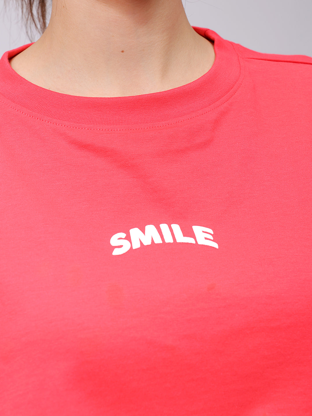 Women's Red Boxy Solid Cropped T-Shirt