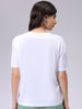 Women's White Relaxed Fit Solid T-Shirt