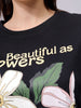 Women's Black Relaxed Fit Solid T-Shirt