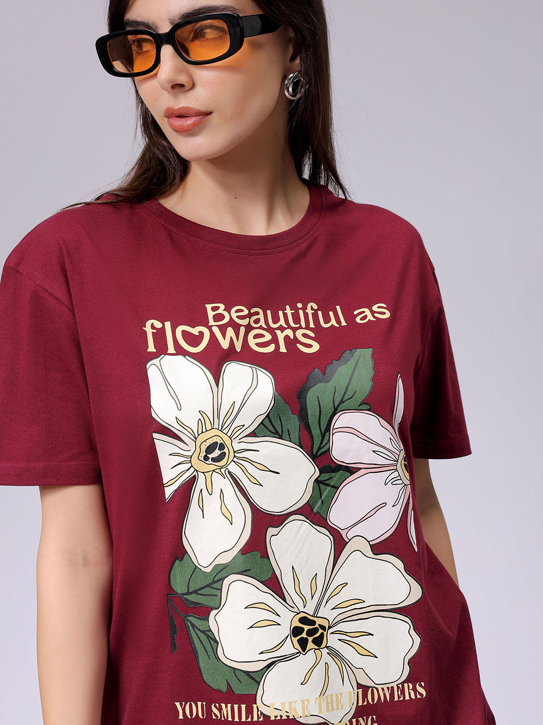 Women's Purple Relaxed Fit Solid T-Shirt