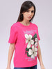 Women's Pink Relaxed Fit Solid T-Shirt