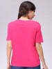 Women's Pink Relaxed Fit Solid T-Shirt