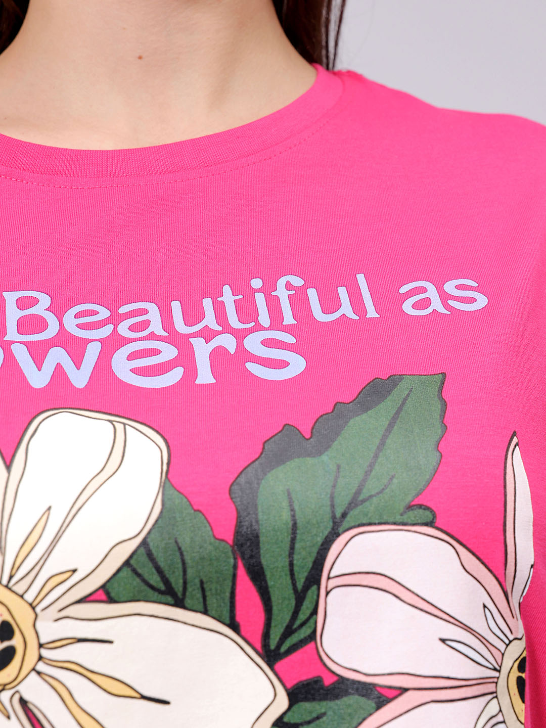 Women's Pink Relaxed Fit Solid T-Shirt