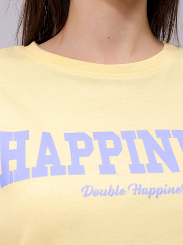 Women's Yellow Relaxed Fit Solid T-Shirt