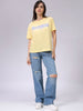 Women's Yellow Relaxed Fit Solid T-Shirt