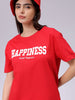 Women's Red Relaxed Fit Solid T-Shirt
