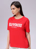 Women's Red Relaxed Fit Solid T-Shirt