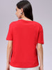 Women's Red Relaxed Fit Solid T-Shirt