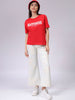 Women's Red Relaxed Fit Solid T-Shirt