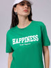 Women's Green Relaxed Fit Solid T-Shirt