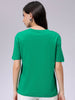 Women's Green Relaxed Fit Solid T-Shirt