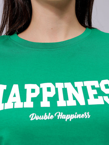 Women's Green Relaxed Fit Solid T-Shirt