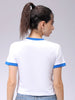 Women's White Slim Fit Typographic Cropped T-Shirt
