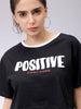 Women's Black Relaxed Fit Graphic Crew Neck T-Shirt