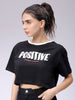 Women's Black Relaxed Fit Graphic Crew Neck T-Shirt