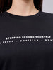 Women's Black Relaxed Fit Typographic T-Shirt