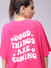 Women's Pink Backprinted Oversized T-Shirt