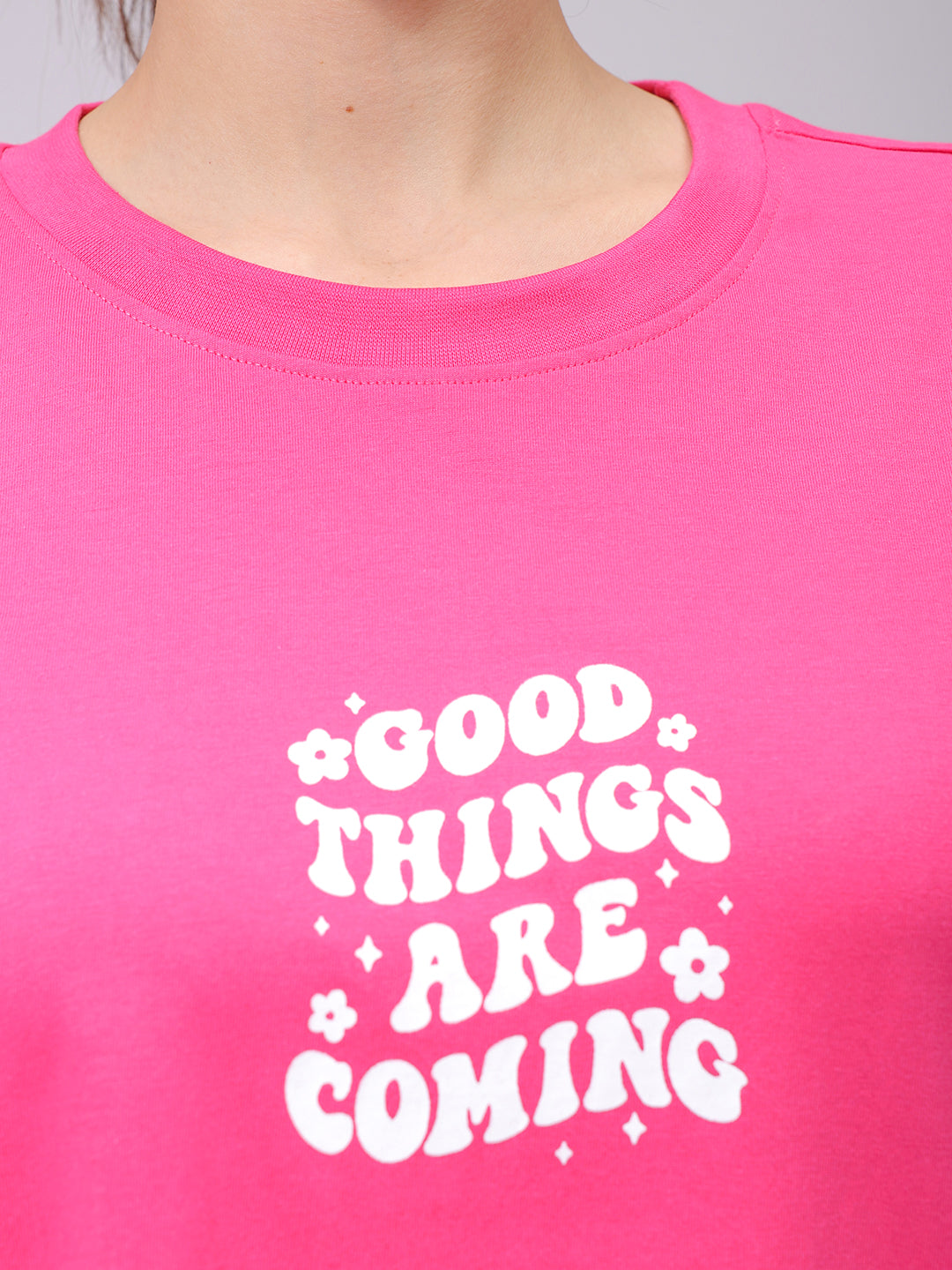 Women's Pink Backprinted Oversized T-Shirt