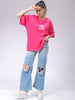 Women's Pink Backprinted Oversized T-Shirt
