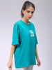 Women's Teal Backprinted Oversized T-Shirt