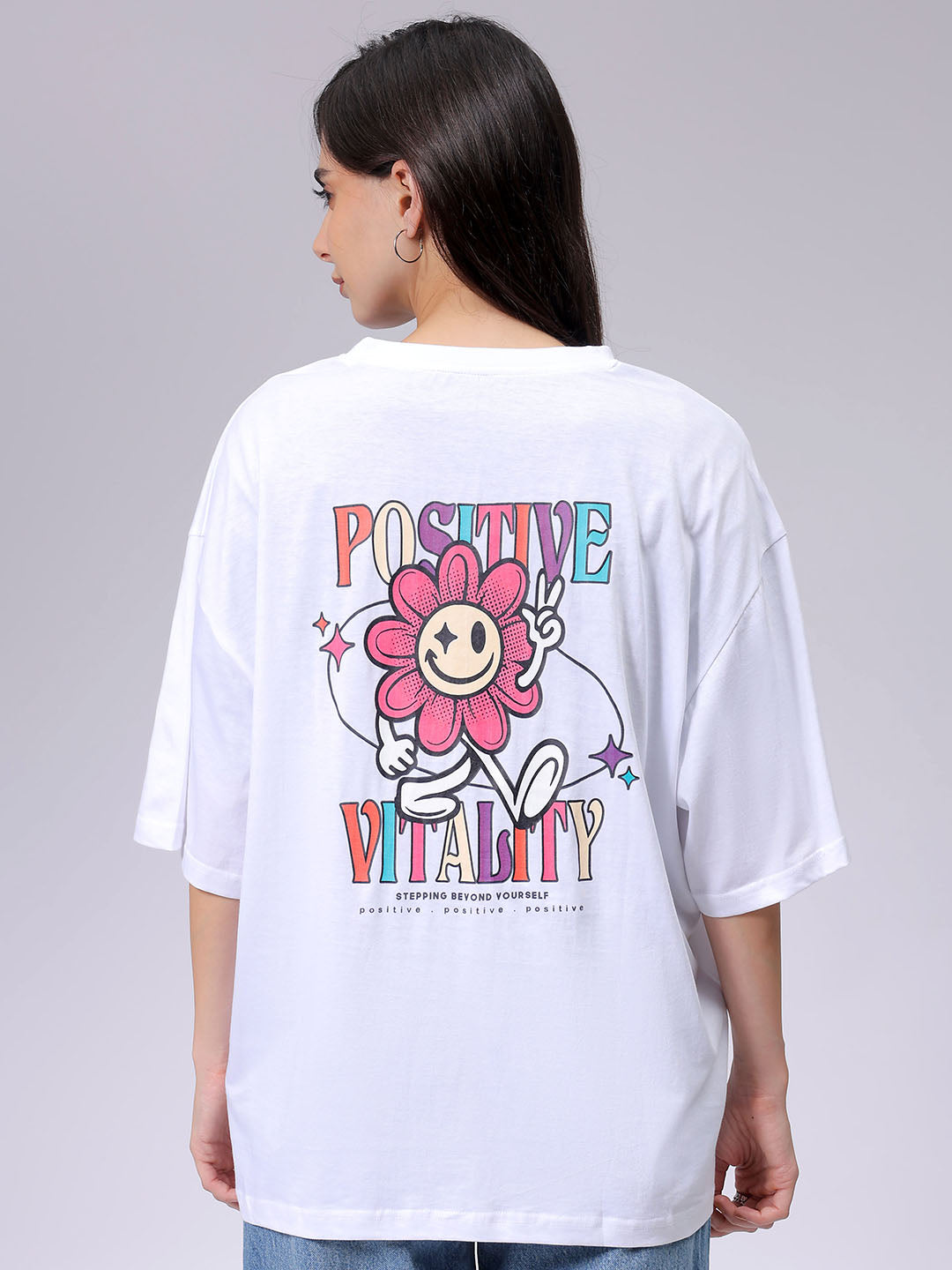 Women's White Regular Fit Typographic T-Shirt