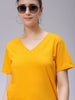 Women's Mustard Regular Fit Solid T-Shirt
