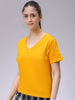 Women's Mustard Regular Fit Solid T-Shirt