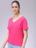 Women's Pink Regular Fit Solid T-Shirt