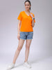 Women's Orange Regular Fit Solid T-Shirt