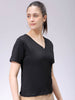 Women's Black Regular Fit Solid T-Shirt