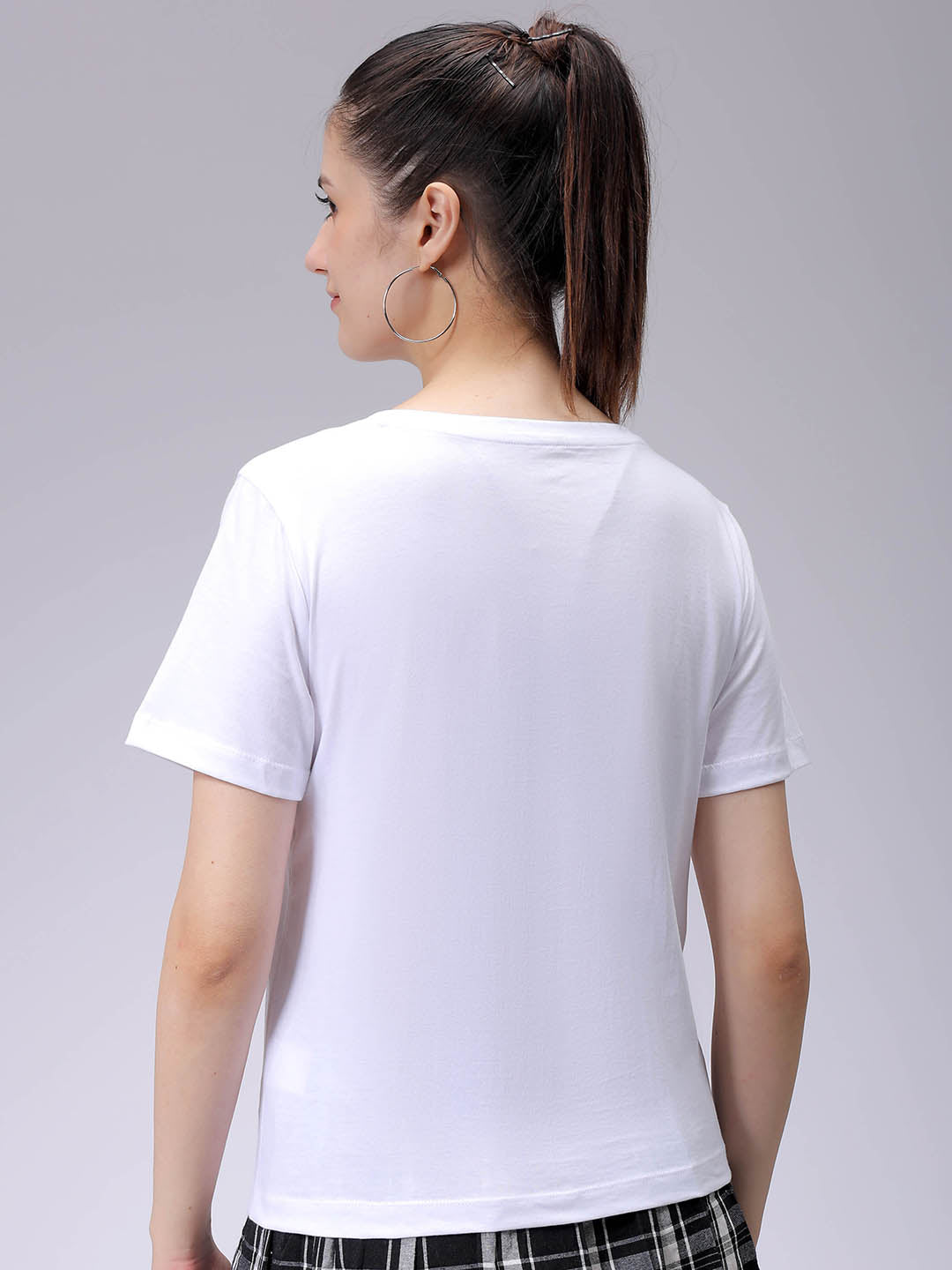 Women's White Regular Fit Solid T-Shirt