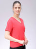 Women's Red Regular Fit Solid T-Shirt
