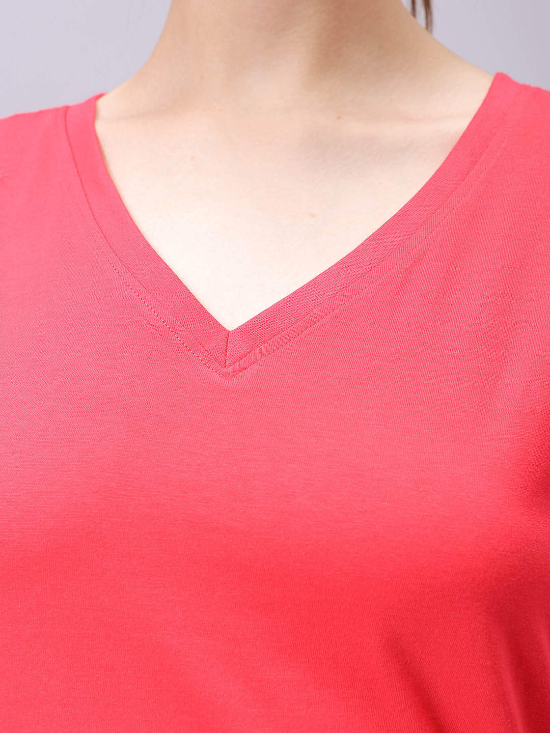 Women's Red Regular Fit Solid T-Shirt