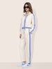 Women's Cream Relaxed Fit Colourblocked Casual Coordinates