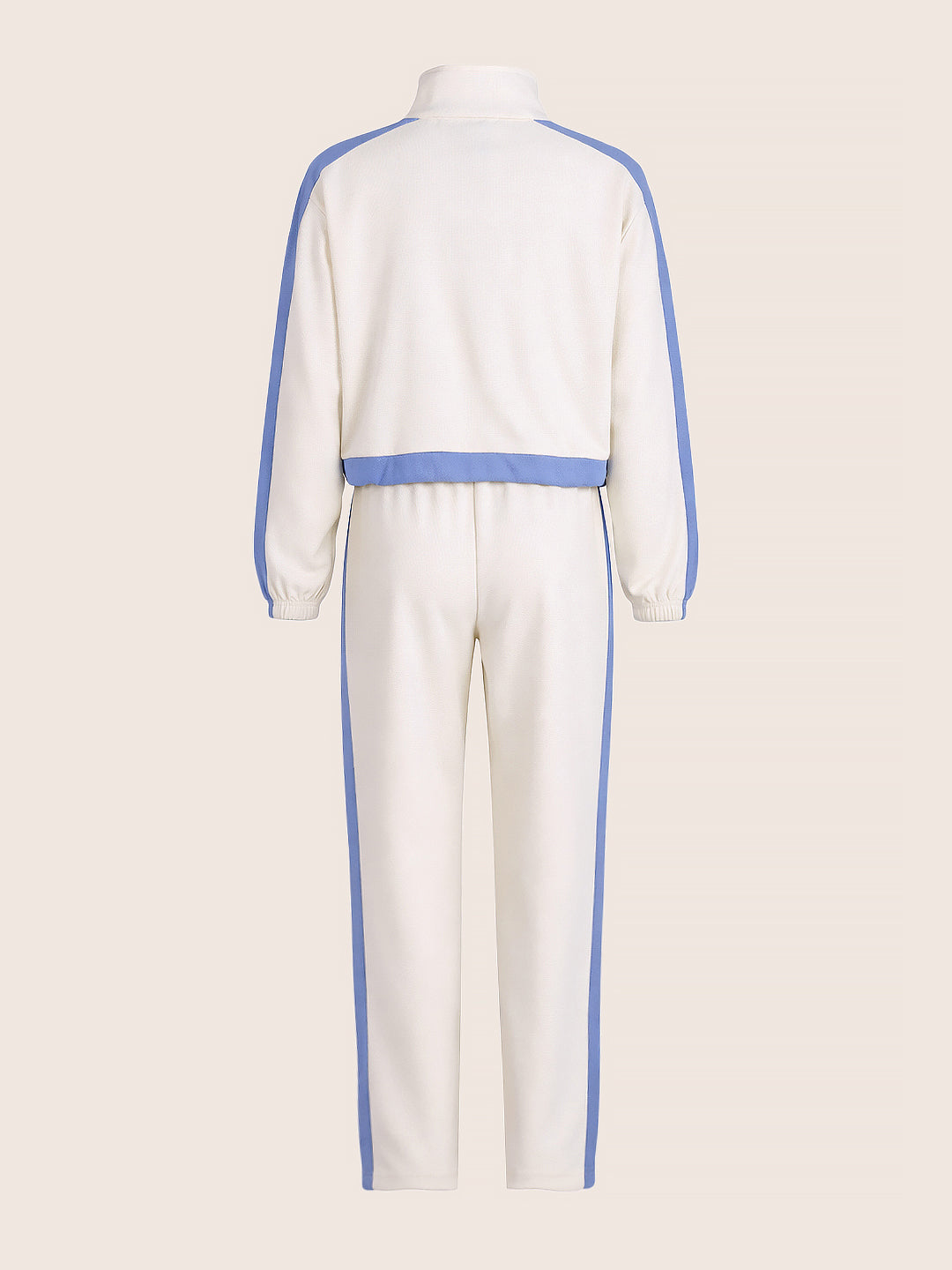 Women's Cream Relaxed Fit Colourblocked Casual Coordinates