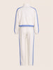 Women's Cream Relaxed Fit Colourblocked Casual Coordinates