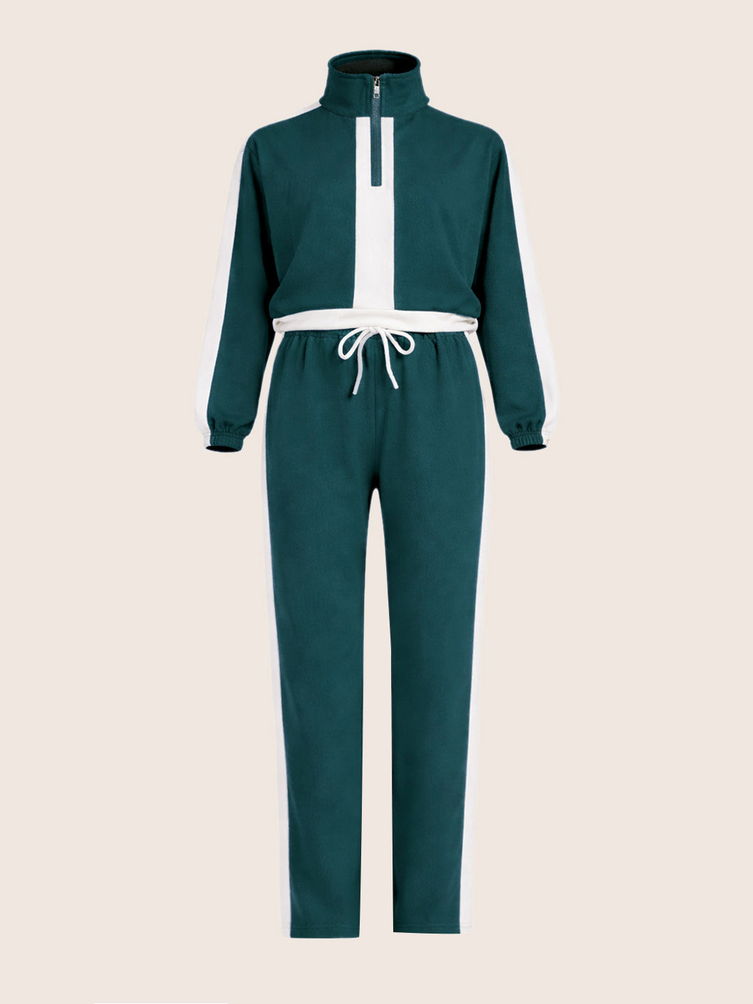 Women's Green Relaxed Fit Colourblocked Casual Coordinates