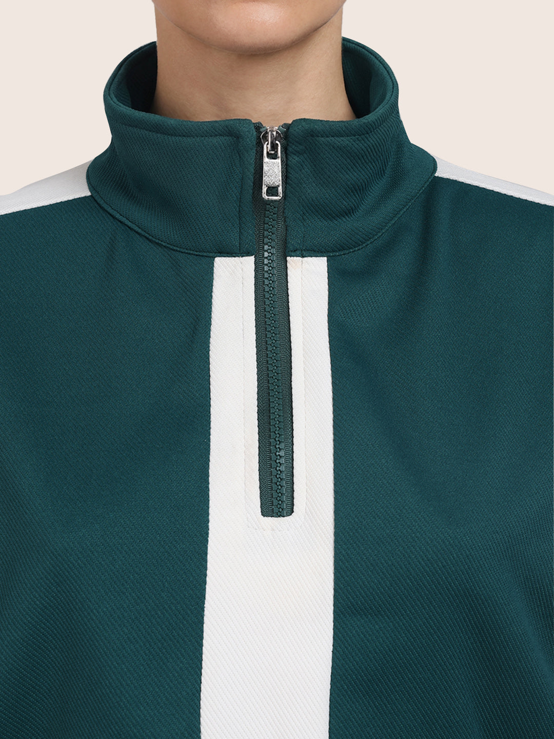 Women's Green Relaxed Fit Colourblocked Casual Coordinates