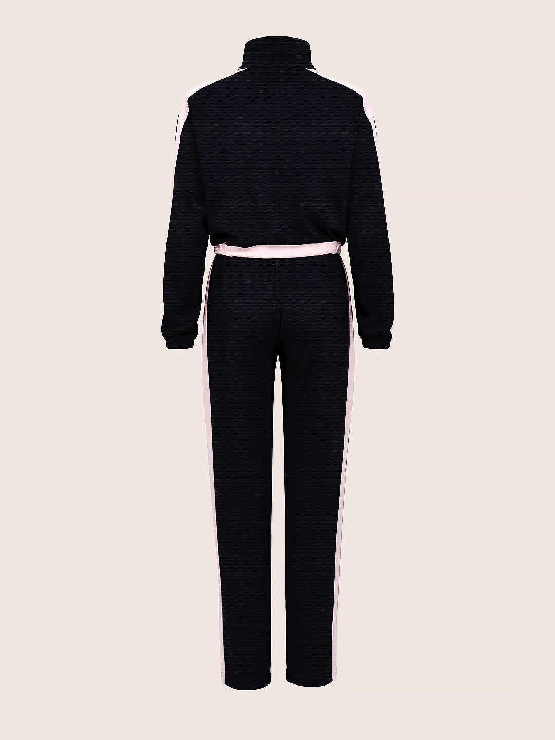 Women's Black Relaxed Fit Colourblocked Casual Coordinates