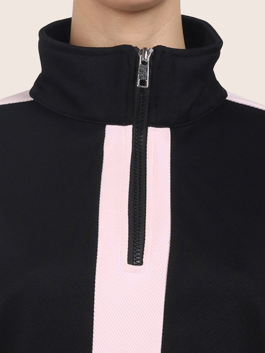 Women's Black Relaxed Fit Colourblocked Casual Coordinates
