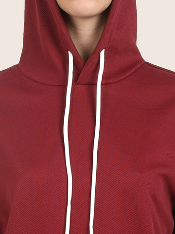Women's Maroon Relaxed Fit Colourblocked Casual Coordinates