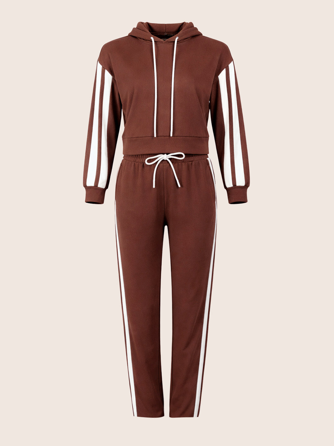 Women's Brown Relaxed Fit Colourblocked Casual Coordinates