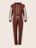 Women's Brown Relaxed Fit Colourblocked Casual Coordinates