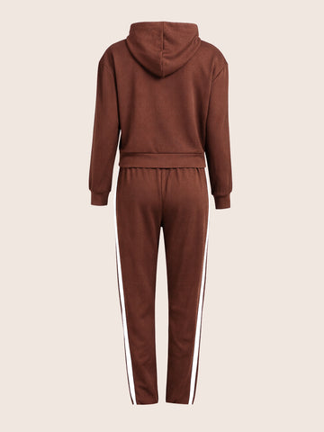 Women's Brown Relaxed Fit Colourblocked Casual Coordinates