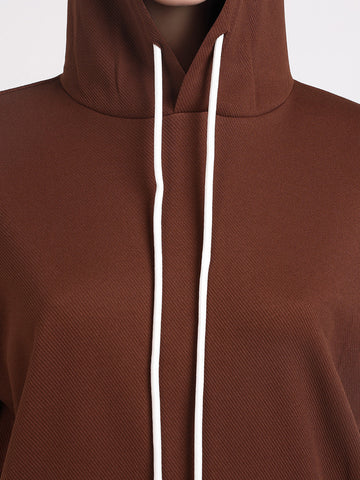 Women's Brown Relaxed Fit Colourblocked Casual Coordinates